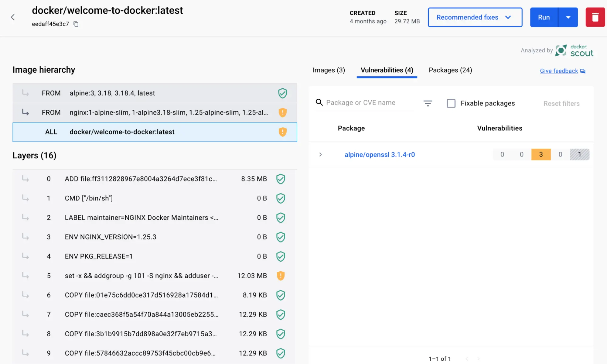 A screenshot of the image details view for the docker/welcome-to-docker image